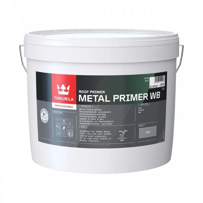 Tikkurila Metal Primer WB - Grey | Anti-Corrosion Primer For Metal and Plastisol