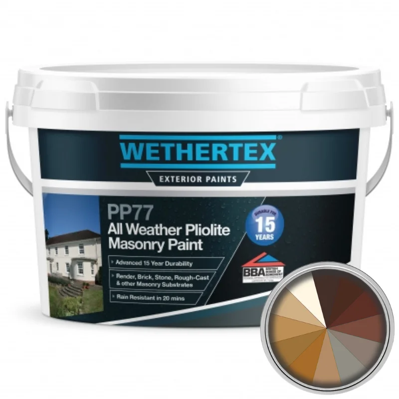 Wethertex PP77 All Weather Pliolite Masonry Paint - Shades of Brown