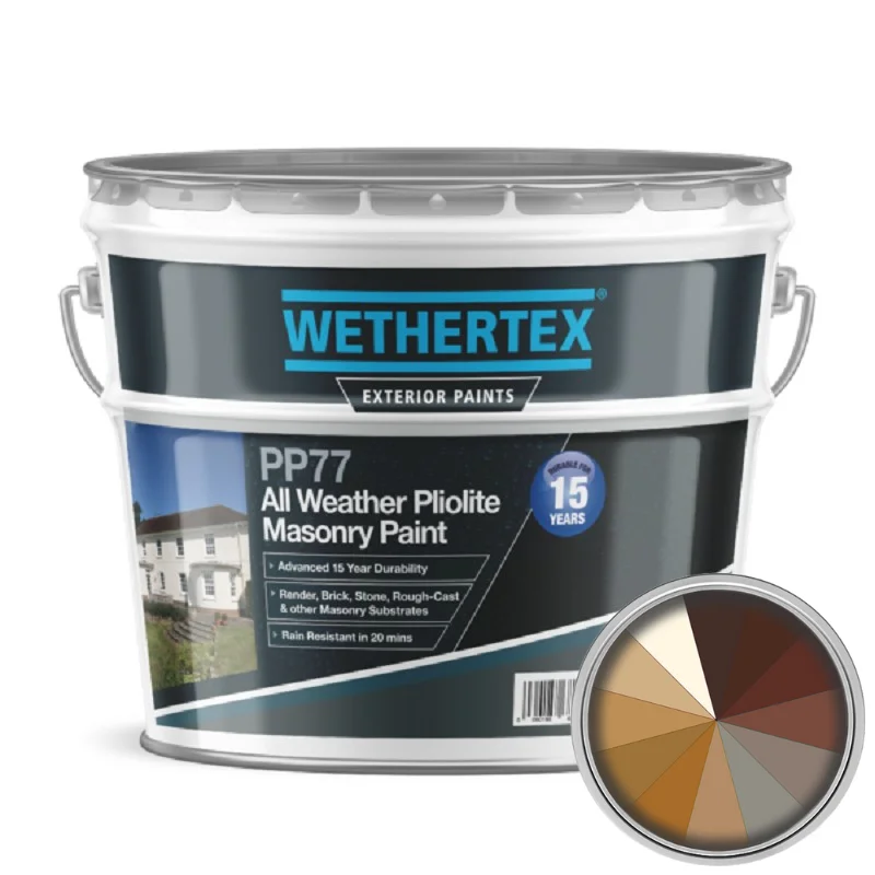 Wethertex PP77 All Weather Pliolite Masonry Paint - Shades of Brown