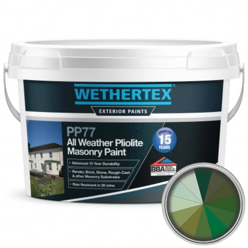 Wethertex PP77 All Weather Pliolite Masonry Paint - Shades of Green