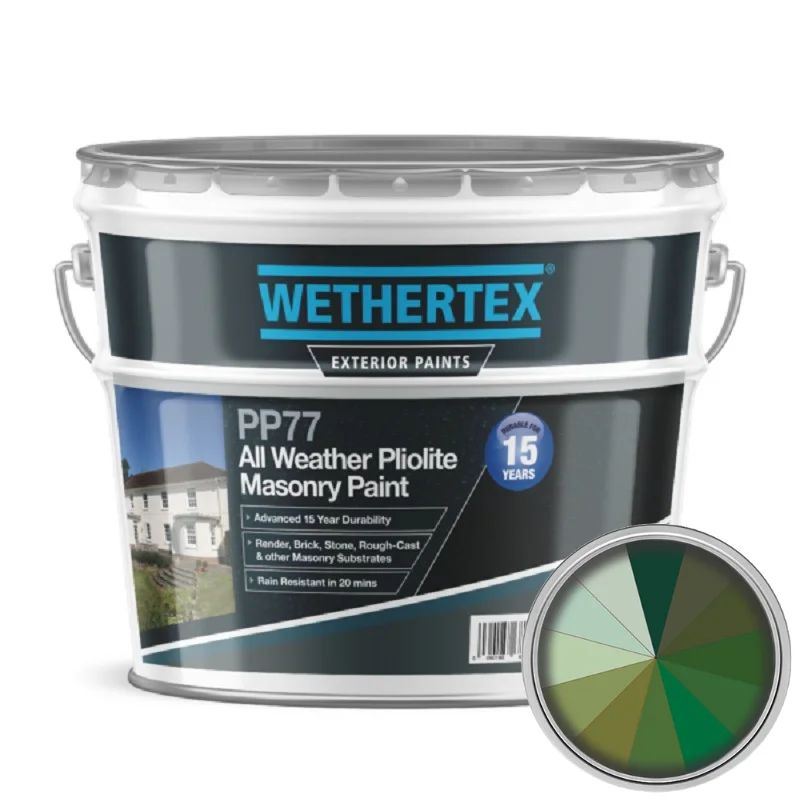 Wethertex PP77 All Weather Pliolite Masonry Paint - Shades of Green