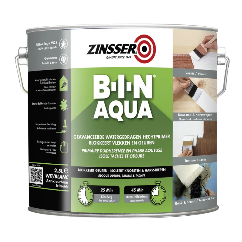 Zinsser B-I-N Aqua Primer Stain Blocker Odour Blocker Ultra-Low Odour Water-Based