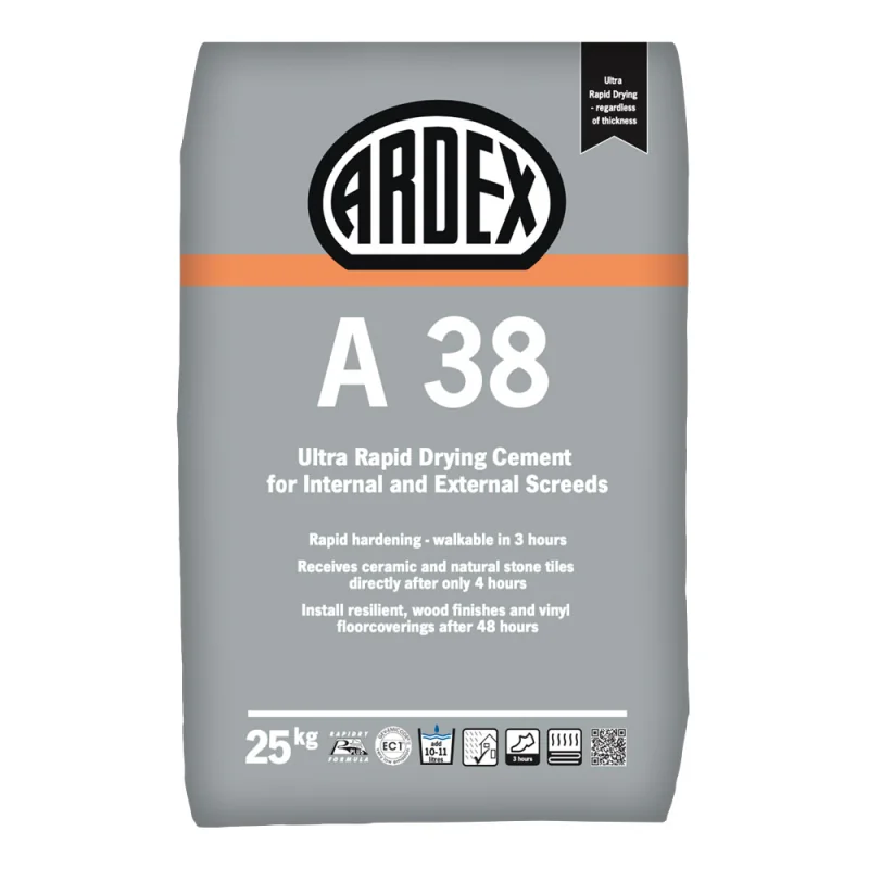 Ardex A38 Ultra Rapid Drying Cement for Internal & External Screeds