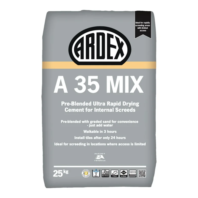 Ardex A35 Mix Pre-Blended Ultra Rapid Drying Cement for Internal Screeds