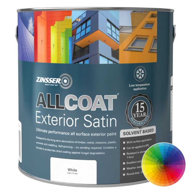 CLEARANCE - Zinsser AllCoat Exterior Satin (Solvent Based) - RAL 5018 - 1L