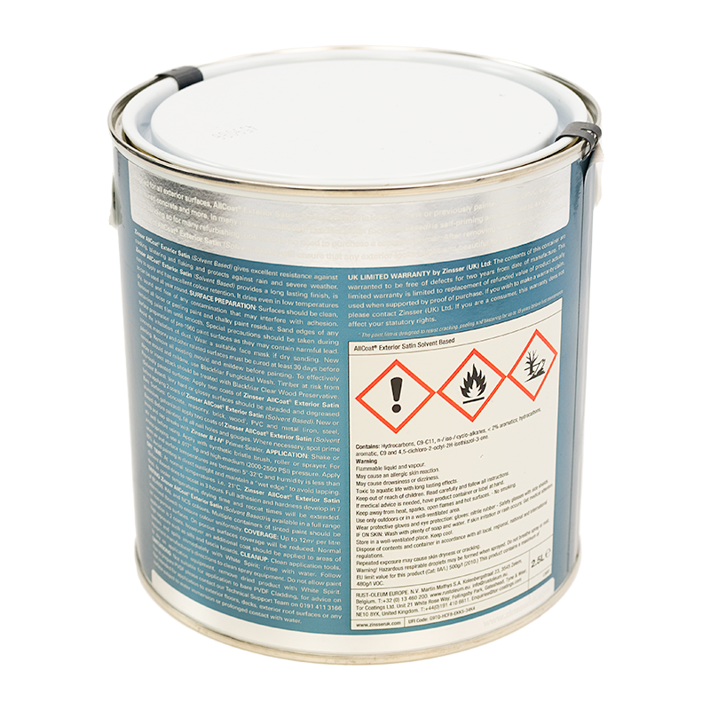 CLEARANCE - Zinsser AllCoat Exterior Satin (Solvent Based) - RAL 5018 - 1L