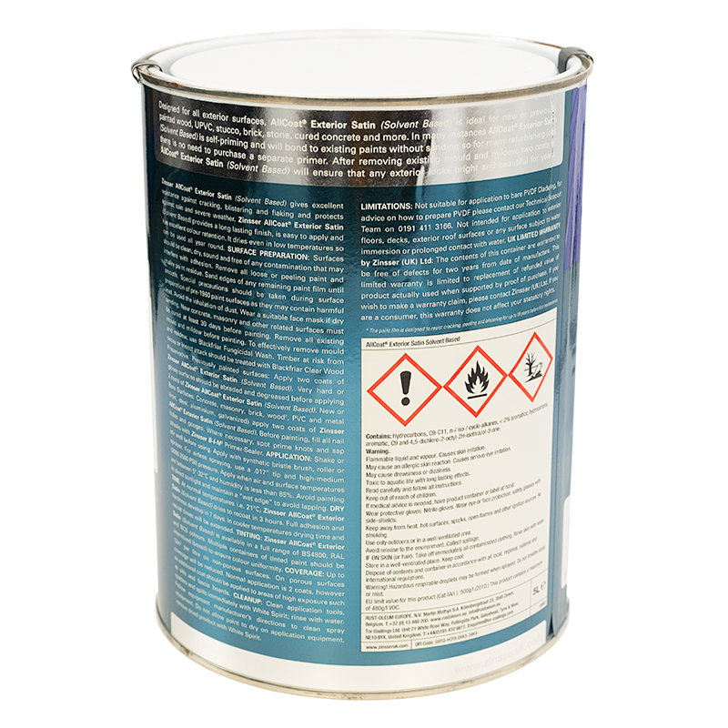 CLEARANCE - Zinsser AllCoat Exterior Satin (Solvent Based) - RAL 5018 - 1L