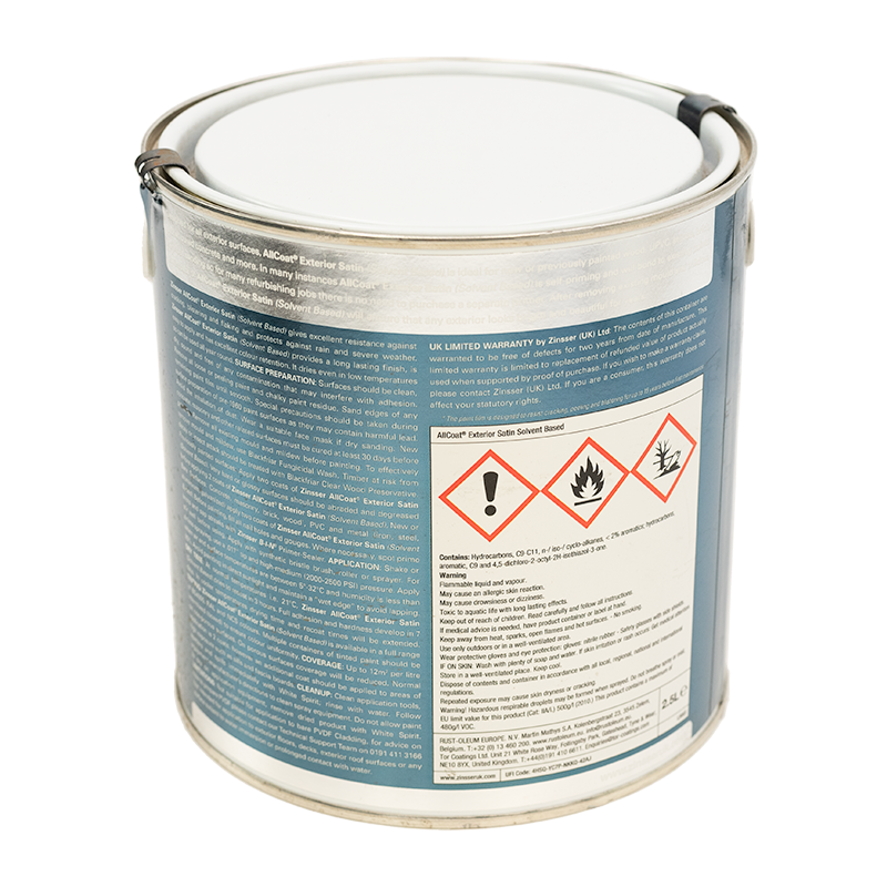 CLEARANCE - Zinsser AllCoat Exterior Satin (Solvent Based) - RAL 5018 - 1L