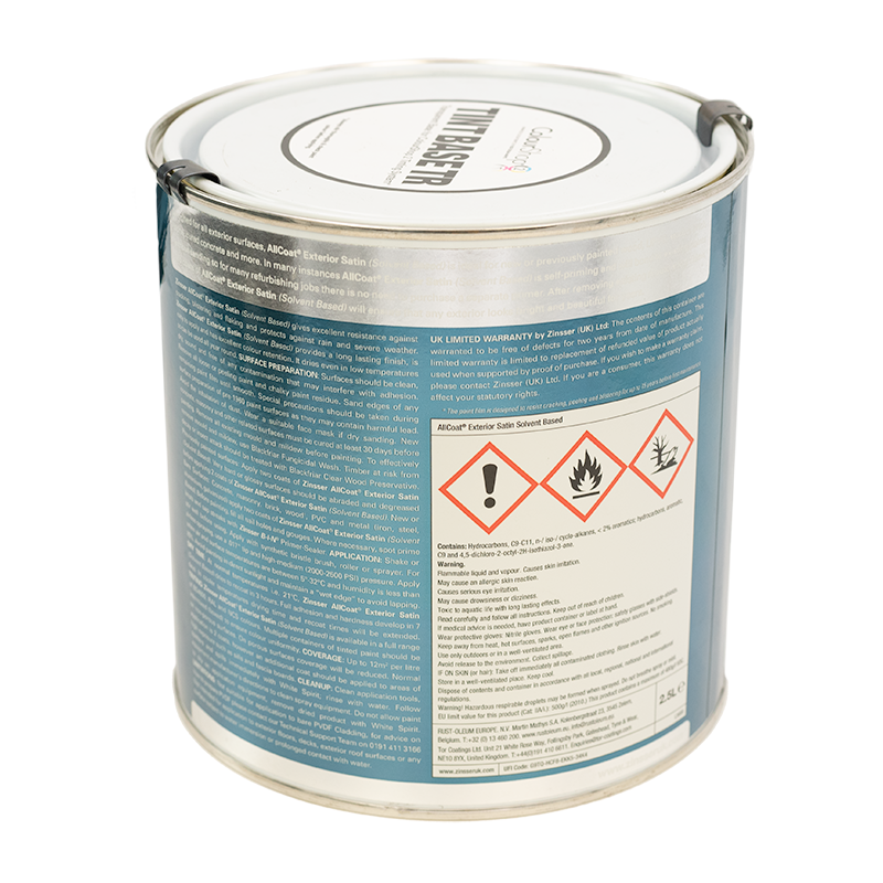 CLEARANCE - Zinsser AllCoat Exterior Satin (Solvent Based) - RAL 5018 - 1L