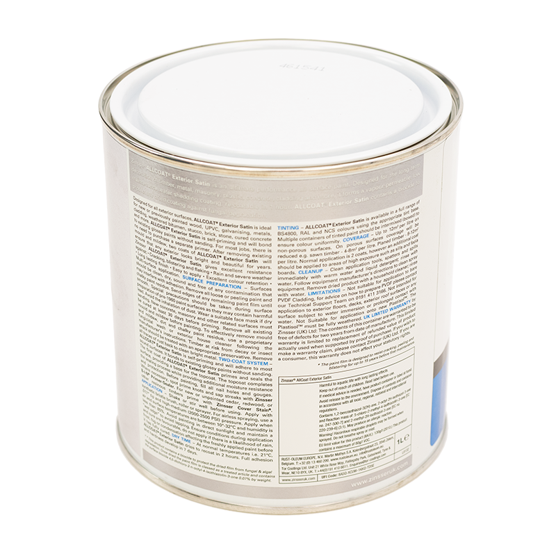 CLEARANCE - Zinsser AllCoat Exterior Satin (Water Based) - RAL 3001 1L