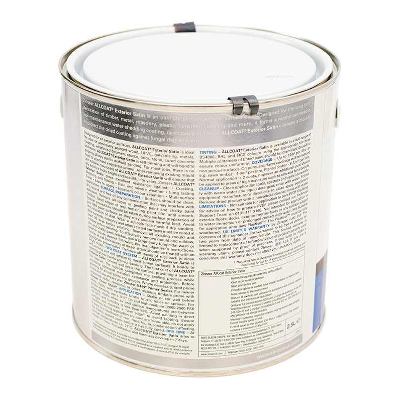 CLEARANCE - Zinsser AllCoat Exterior Satin (Water Based) - RAL 3001 1L