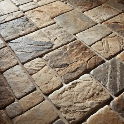 Natural stone tiled floor