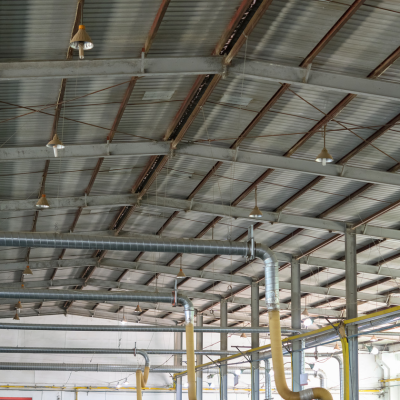 Metal roof in a warehouse